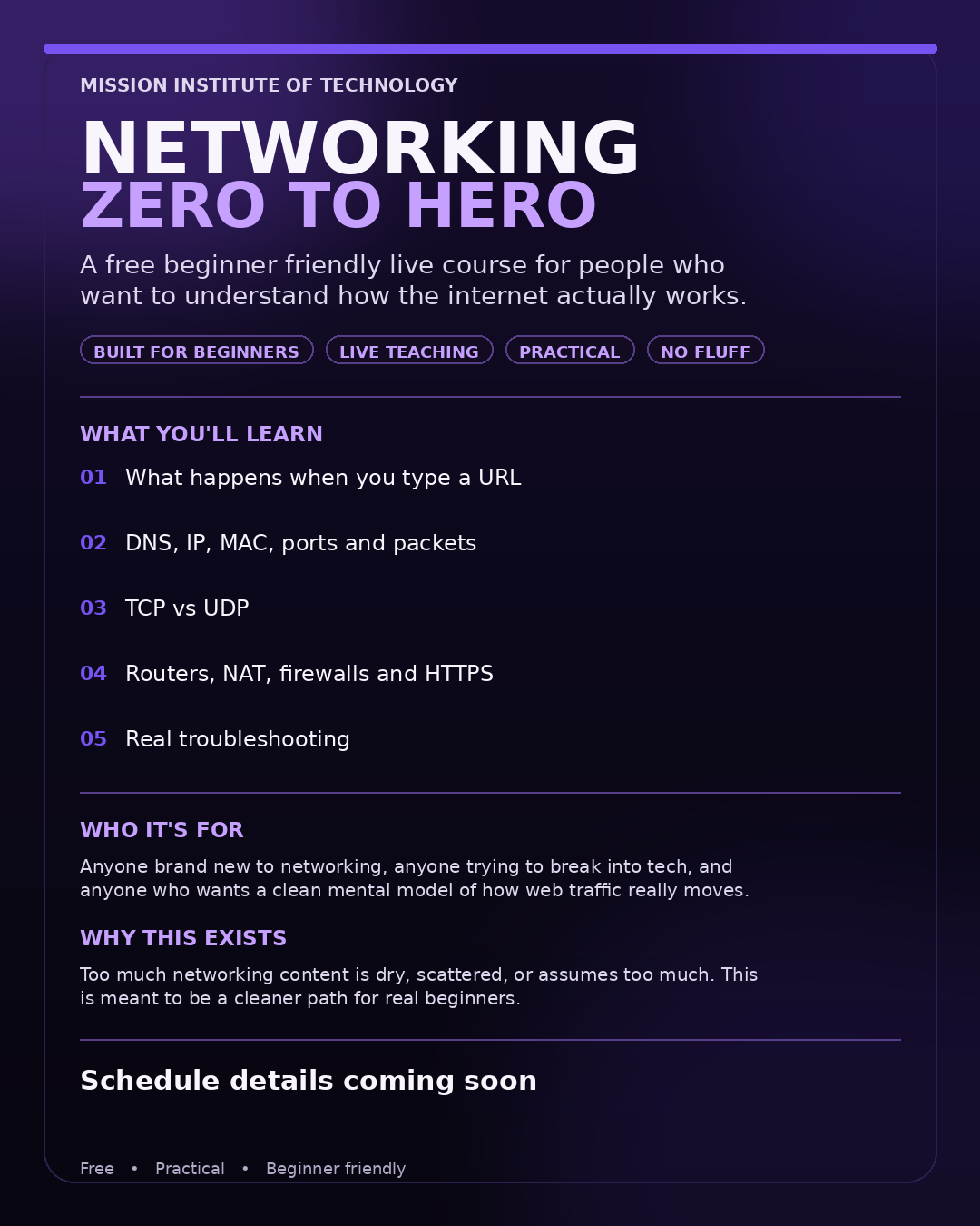 Networking Zero to Hero course poster
